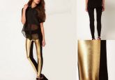 Legging Preta e dourada.